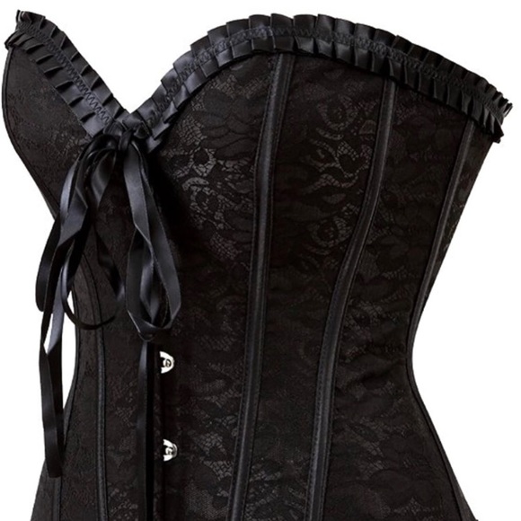 STUNNING Black on Black Lace Corset - Picture 8 of 15